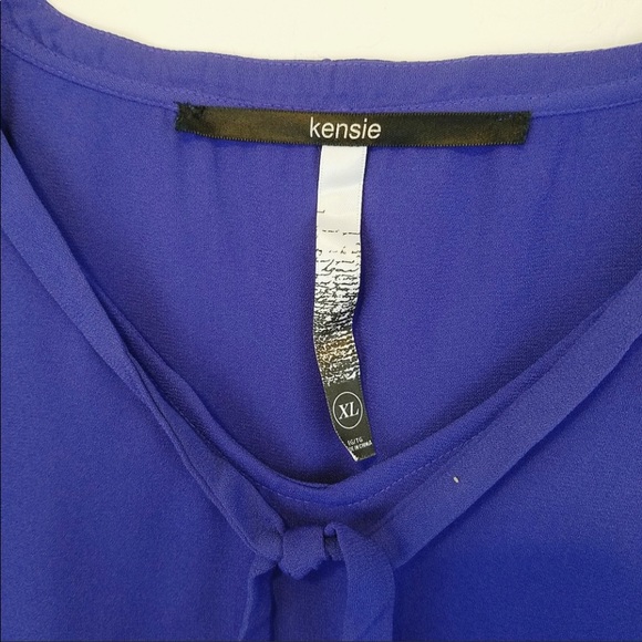 Kensie women XL blouse V-Neck bell purple - Picture 4 of 6